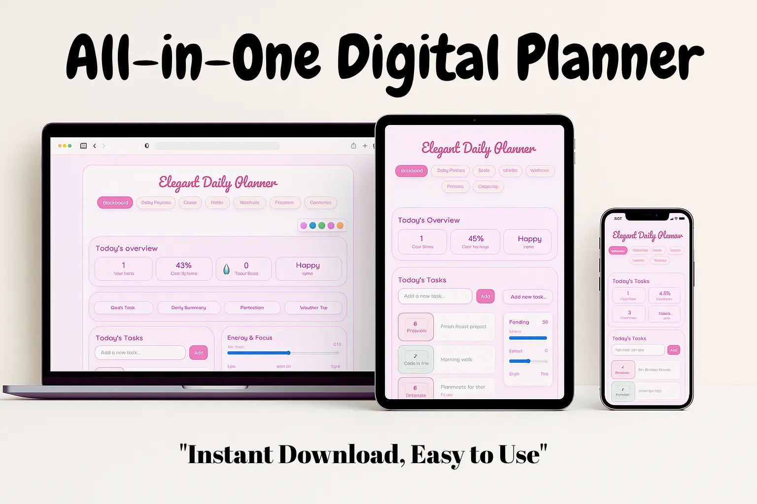 Elegant Daily Planner - new Digital Planner
